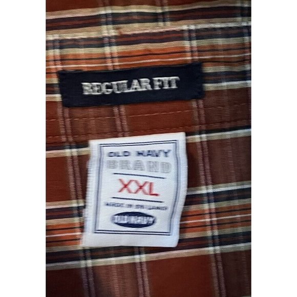 Old Navy Mens Burgundy Plaid Button Down Long Sleeve Regular Fit ~ size 2XL - Picture 3 of 4